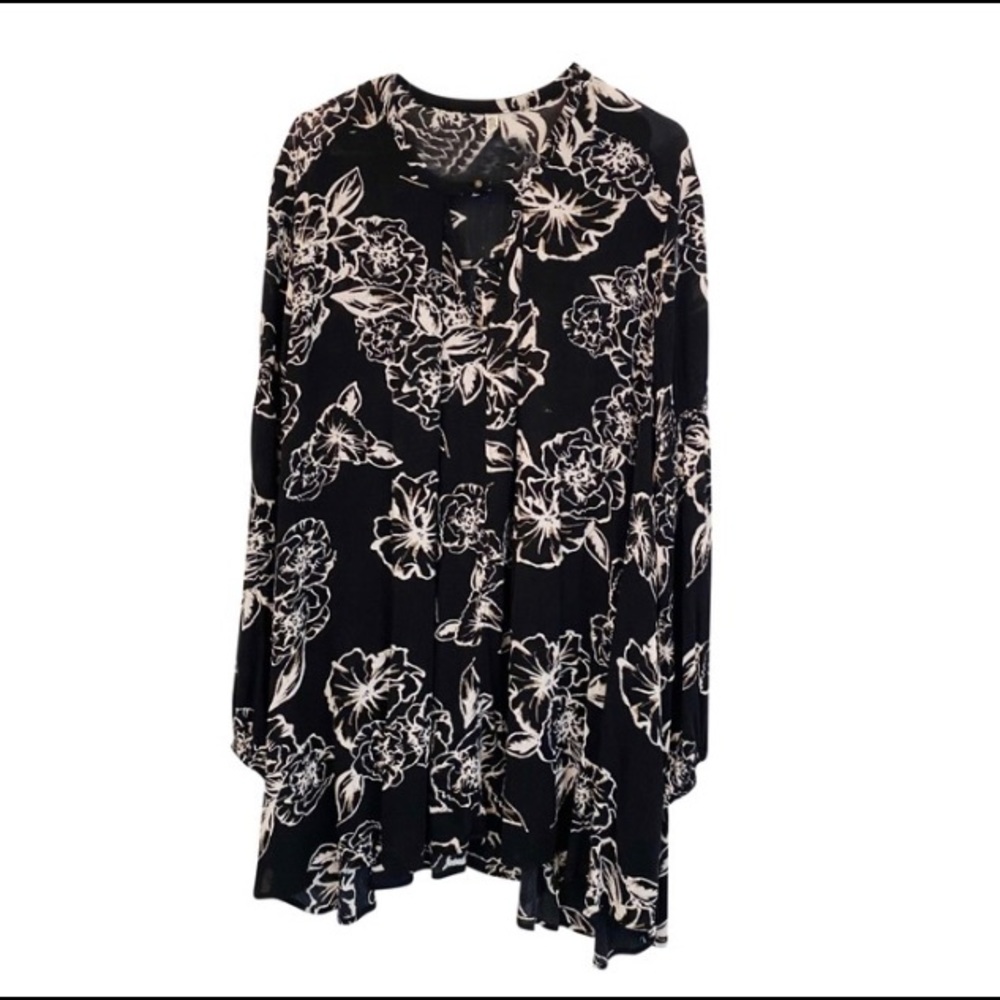 FREE PEOPLE black and cream floral dress